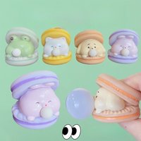 Cartoon Macaron Burger Squeeze Toy - Cute Animal Spit Bubble Squishy StressRelief Fidget Toy Funny Vent Desktop Ornament Gift