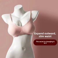 Wireless Comfortable Thickened Underwear Gathered Sexy Pure Color V-Neck Bra No Trace Outer Expansion for Young Women 18-25