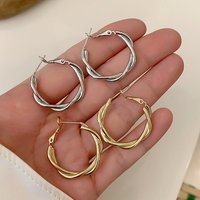 Simple Braid Round Circle Drop Earrings for Women Party Golden Silver Color Metal Dangle Earrings Trendy Geometry Jewelry Gift