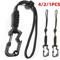 Multifunctional Tactical Hook Carabiner with Paracord Keychain Anti-Loss Rope for Outdoor Camping Hiking Emergency Gear