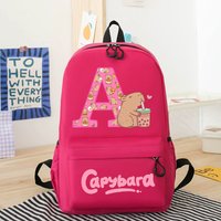 Capibara Kids Backpack New Anime Capybara Letter A-Z School Bags Girls Outdoor Sport Shoulders Bag Children Travel Rucksack Gift