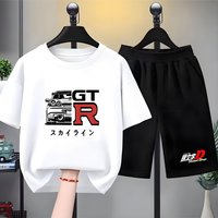 Kids Summer 2pcs Short Sleeve T-shirts+pants Suits 3-12 Years Boys Girls Casual Outfits Children Japanese Manga Racing Clothes