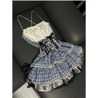 Gothic Y2k Lolita Bow Kawaii Women Lace Ruffles Off Shoulder One Piece Dress Elegant Evening Party Vintage 2025 Japanese Fashion