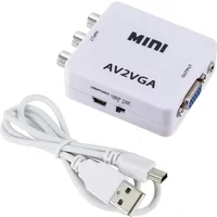 AV to VGA Converter 1080P Mini RCA to VGA Video Adapter With 3.5mm Audio Jack AV2VGA / CVBS + Audio to PC HDTV Adapter