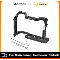 Andoer Camera Cage Aluminum Alloy Camera Video Cage with Dual Cold Shoe Mount Numerous Replacement for Canon R5/R6/R6 II