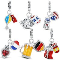 925 Sterling Silver Travel Country Charm Turkey Thailand USA France Germany Spain Bead Charm Fit Bracelet Jewelry Gift For Women