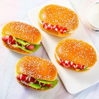 Pu Simulation Hamburger Model Decoration Creative Artificial Bread Sandwich Refrigerator Stickers Shooting Props Fake Bread Food