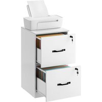 White Home Office Cabinet with 2 Lockable Drawers, Adjustable Hanging Rails, and A4/Letter File Storage