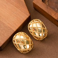 Fashionable and Exquisite Mesh Geometric Ring Stud Earrings Women's High-end Luxurious Simple Versatile Personalized Earrings