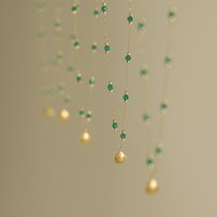 Stainless Steel Plated 18K Gold Handmade Chain Green Bead Shell Necklace Clavicle Chain for Women Classic Vintage Party Jewelry