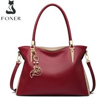 FOXER Leather Women's Shoulder Bag Cowhide Leather Crossbody Bag Luxury Female Handbag Tote Purse Festival Gift for Wife,Mom