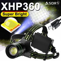 Most Powerful Bright XHP360 36-CORE LED HeadlampType-C Charging With Wave Hand Induction SOS Head Light For Camping Fishing