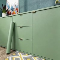 Green Matte Self-Adhesive Film Thickened Waterproof Wallpaper DIY Renovation Sticker for Kitchen Cabinet Table Wall Furniture