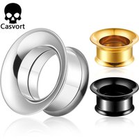 Casvort 2PCS Screw Fit Double Flared Ear Gauges Tunnels Plugs Stretcher Studs Piercing Women Body Jewelry 316 Stainless Steel