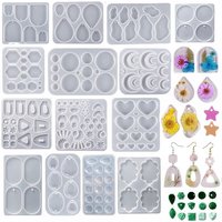 SNASAN Silicone Mold For Earrings Pendants Geometric Patterns DIY Epoxy Resin Casting Mold Jewelry Making Tool DIY Handmade