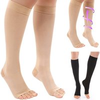 Graduated Pressure Medical Calf Compression Stockings with Open Toe Knee High Elastic Design for Varicose Veins Shaping S-XL