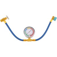 R1234yf Refrigerant AC Recharge Hose with Gauge, 1/2” LH R1234YF Self-sealing Can Tap Valve & Low Side Quick Coupler 14mm 250PSI