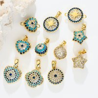 Evil Eye Charms for Jewelry Making Gold Plated CZ Paved Heart Star Charms Vintage DIY Pendant for Necklace Earrings Bracelet