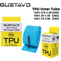 GUSTAVO TPU 16 inch BMX Inner Tube Ultralight Cycling Bike Tubes16" X 1.1-2.4 (Rim 305 349 Optional) French Valve 45/65MM