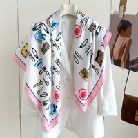 90*90cm Sun Protection Square Scarf Women Printing Silk Scarves Bandanas Luxury Beach Shawl Wraps Elegant Travel Hijab Headband