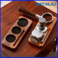 JUSTINLAU 51/53/58mm Coffee Powder Distributor Wooden Powder Press Storage Board Coffee Accessories Coffee Brush Storage Rack