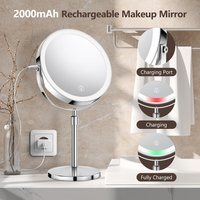 Makeup Mirror 10x Magnifying 3 Color Vanity Mirror Rechargeable Lighted Height Adjustable Double Sided Cosmetic Mirror