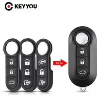 KEYYOU 3 Buttons Remote Car Key Shell Case For Fiat 500 Panda Punto Bravo Abarth Replacement Plastic Rubber Pad