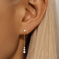 ROXI 925 Sterling Silver Round beads Zircon Tassel piercing Earrings For Women 18K Gold Color 1 Pair Stud Earring Jewelry