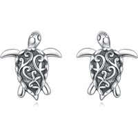 MISEFF S925 Sterling Silver Earring Vintage Carved Turtle Earrings Original Jewelry Birthday Gift For Women