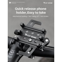 AliExpress West Biking WEST BIKING Bicycle Phone Holder Aluminum Alloy Quick Release Cycling Phone Stand Anti-Shake Unblock Button Durable Phone Cage