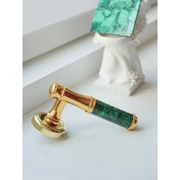 SAI'LANKA Brass Door Lock Natural Malachite Inlay A Luxurious Stylish Interior Passage Lock Dummy Lock Door Lock