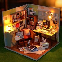 Wooden Miniature Dollhouse DIY Kit with Furniture Set, Handmade Model Building Toy Case for Girls Children Birthday Gift