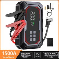 21800-mAh-Starthilfepack, 1500-A-Autobatterie-Booster, 12-V-Starthilfe mit 150-PSI-Reifenfüller, tragbarer Luftkompressor, mit LCD-Anzeige, Starthilfe-Powerbank (für alle