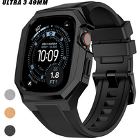 Luxury Modification Kit For Apple Watch Ultra 3 49MM Stainless Steel Case For Iwatch Series Ultra 2 49mm Rubber Strap Refit Kit