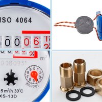 Water Meter Flow Measuring Tools with Copper Fittings Rotary Pointer Counter Instrument E-Type Digital Display Pointer Counter