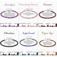2024 Minimalist Small Stone Bead Bracelets With Card 3MM Tiny Mini Faceted Natural Gem Stone Chain Bangle Fashion Jewelry Gift