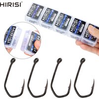 Hirisi 50/100Pcs Eyed Barbed Carp Fishing Hooks PTFE Coated High Carbon Steel Freshwater Fish Hooks 8019 Fishing Accessories