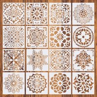 16Pcs/Set Mandala Stencils,15cm Mandala Dot Painting Stencils for DIY Home Decoration Drawing Scrapbook Embossing Album Template