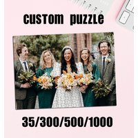 35/300/500/1000pcs Personalized Custom Photo Puzzle Wedding Photos for Dad Grandmother Grandad Godmother