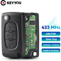 KEYYOU 3 Button Remote Key CE0523/CE0536 for Peugeot 207 208 307 308 407 408 607 433MHZ ID46 PCF7941 HU83/VA2 Flip Car Key