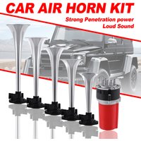 12V 125db Musical La Cucaracha Car Air Horns Universal 5 pcs Trumpet Super Louder Air Horns Set For Car Truck Boat Silver