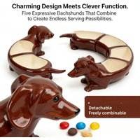 Vintage Five-Piece Dachshund Serving Dish Dachshund Plate Set