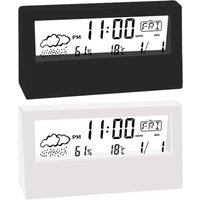 Black White Transparent Creative LED Thermo-Hygrometer Clock Weather Display Electronic Alarm CLock Desktop Table Desk Clock Dec