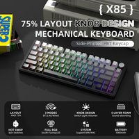 ATTACK SHARK X85 clavier de jeu mécanique sans fil, TKL 82 touches, Structure de joint, bouton, clavier personnalisé rvb échangeable à chaud