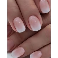 24 pieces of new French-style press-on nails (fashionable fake nail stickers), paired with 1 piece of jelly glue and 1 nail file