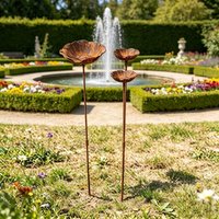 Metal retro flower-shaped bird bath tub garden post bird feeder,Outdoor Metal Garden Decoration,Courtyard Artwork