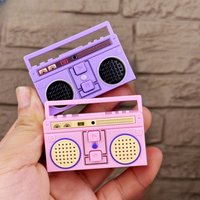 ZAKOL Retro Creative Funny Mini Radio Recorder Music Toys Bag Ornaments DIY Recording Blessing Key Ring Gift