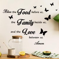 3PC English "Dinner prayer Bless The Food Before" US Art Wall Stickers Removable for Bedroom Living Room Decoration Wall Decals