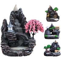 Waterfall Incense Burner Holder Mountains River Stick Holder Buddhism Aroma Backflow Incense Cones For Home Office House Decor