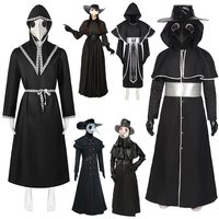 Medieval Robe Plague Doctor Cosplay Costume Bird Crow Long Mouth Mask Suit Monk Steampunk Priest Wizard Halloween Party Cloak